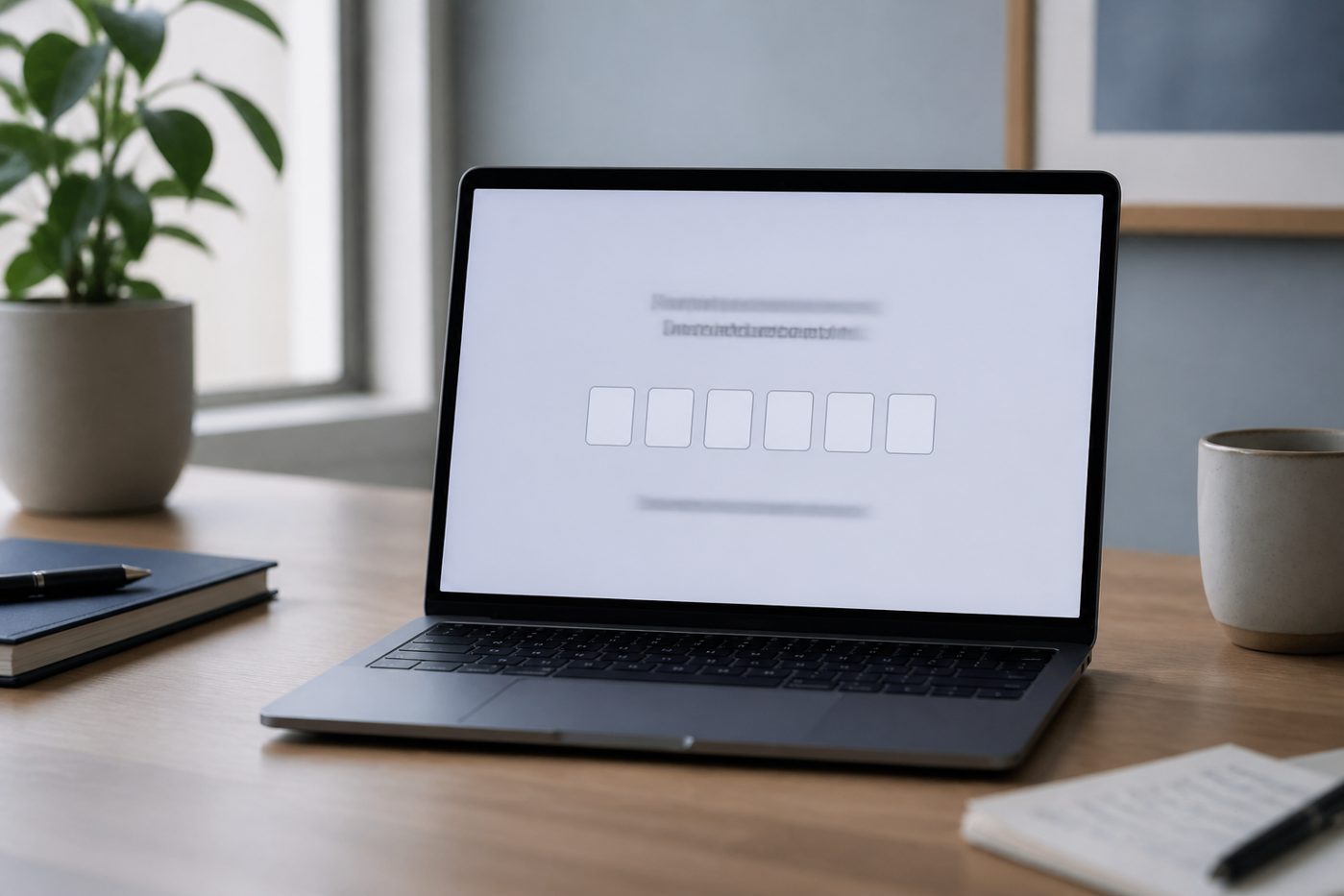Schermo di un laptop che mostra un passaggio di verifica a sei cifre prima che una nota privata possa essere rivelata
